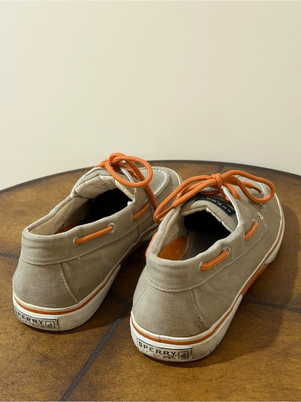 MEN’S SPERRY TOP SIDER SHOES SIZE 10.5 STYLE # 10771188 IN TAN WHITE ORANGE